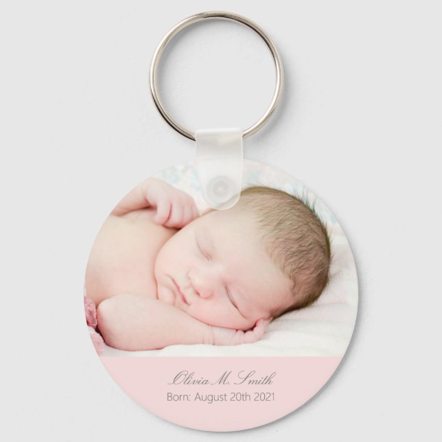 Baby Photo Keep Sake Personalized Key Ring (Front)