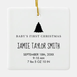 Baby Photo Keepsake Name Birth Date Stats Ceramic Ornament