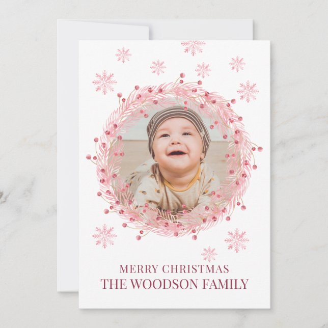 Baby Photo Merry Christmas Greeting Card (Front)