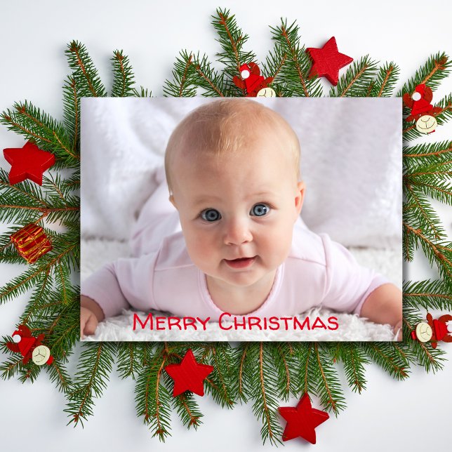 Baby Photo Merry Christmas  Holiday Postcard (Creator Uploaded)
