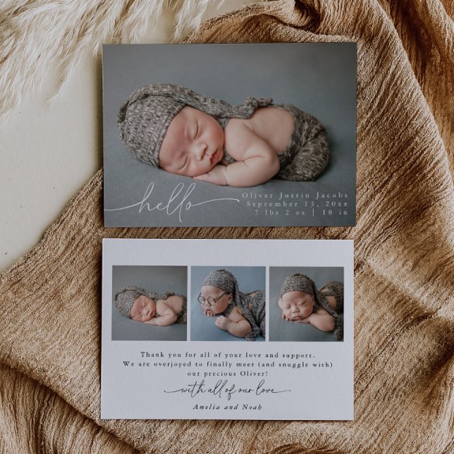 Baby Photo Modern Birth Announcement Card (Creator Uploaded)