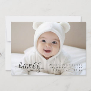 Baby Photo Modern Birth Announcement Card