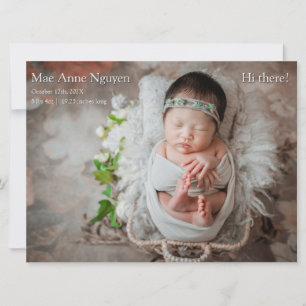 Baby Photo Modern Birth Announcement Deep Blue