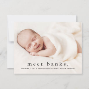 Baby photo modern name birth announcement postcard