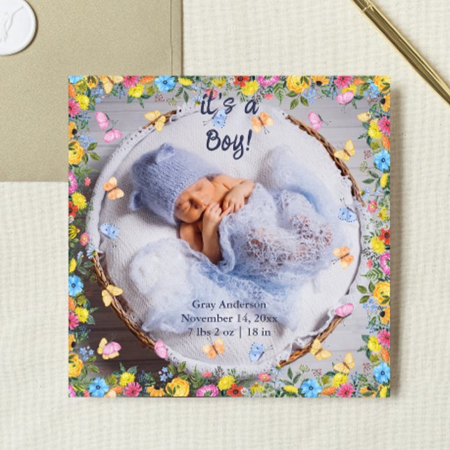 Baby Photo Modern Whimsical Birth Announcement (Creator Uploaded)