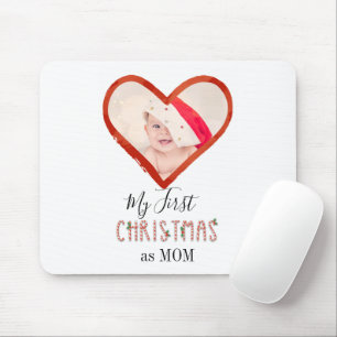 Baby Photo My First Christmas As Mum Love Heart Mouse Mat