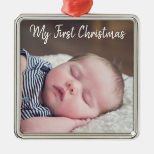 Baby Photo My First Christmas Keepsake Metal Tree Decoration