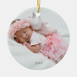 Baby Photo Name Date of Birth Christmas Ornament