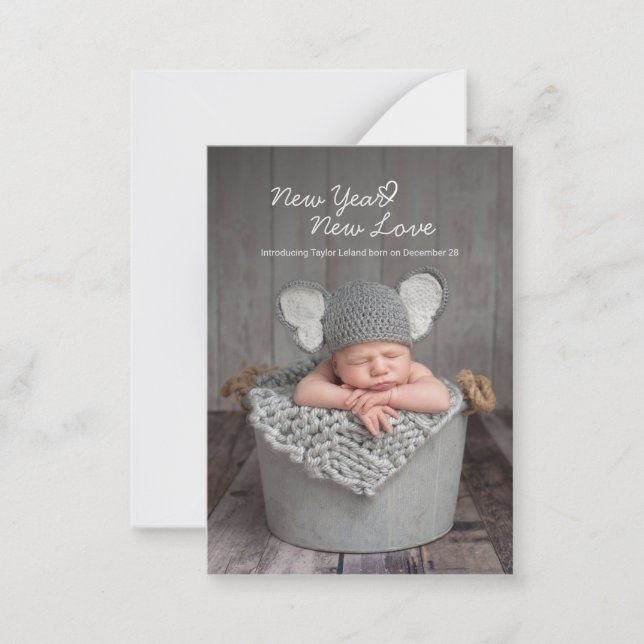 Baby Photo New Year New Love Birth Announcement (Front)