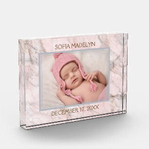 Baby Photo On Elegant Light Pink Marble Pattern