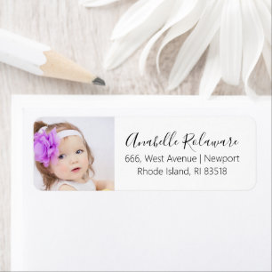 Baby Photo Return Address Elegant Modern