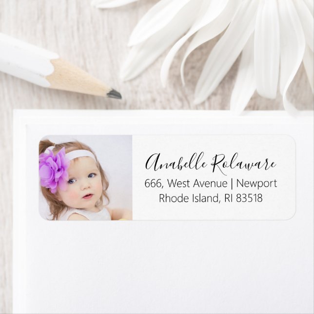 Baby Photo Return Address Elegant Modern (Insitu)