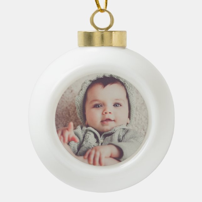 Baby Photo Round Ball Ornament (Front)
