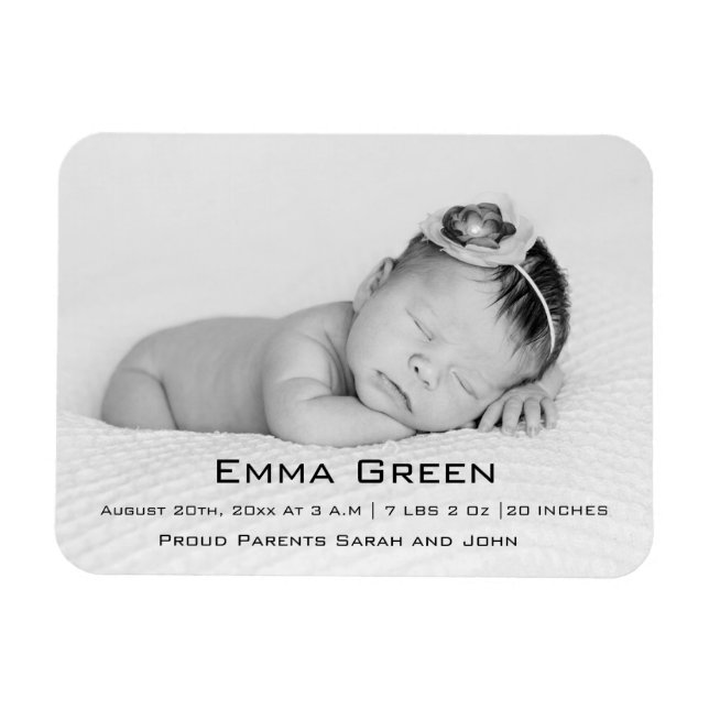 Baby Photo Script Birth Name Personalised Magnet (Horizontal)
