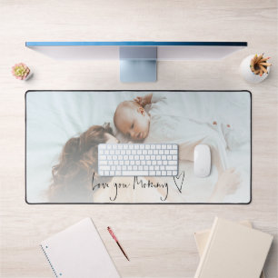 Baby Photo Script Love You Mummy Heart Desk Mat