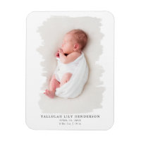 Baby Photo Simple Brush Stroke Birth Announcement