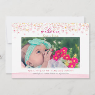 Baby Photo Spring Floral Blossoms Birth Announcement