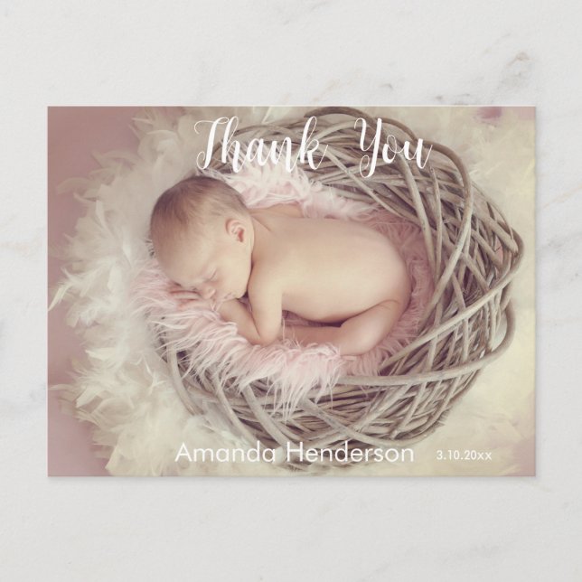 Baby Photo Thank You Announcement Postcard (Front)
