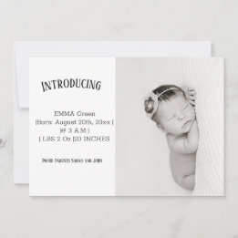 Baby Photo Thank You Birth Announcement Card
