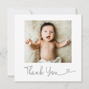 Baby Photo Thank you Heart Modern Baby shower Card