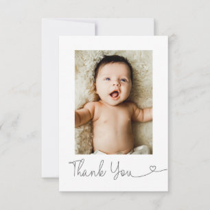 Baby Photo Thank you Heart Modern Baby shower Card