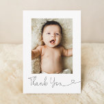 Baby Photo Thank you Heart Modern Baby shower Card<br><div class="desc">Express your gratitude with the Modern Custom Photo Small Note Baby Shower Thank You you card! Featuring a clean design and space for a personalised photo, this card is the perfect way to thank guests for celebrating your special day. Stylish and heartfelt, it’s a keepsake they’ll love. Featuring a handlettering...</div>
