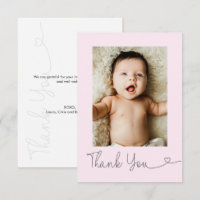 Baby Photo Thank you Heart Modern Baby shower Pink