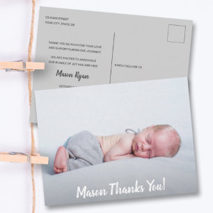 Baby Photo Thank You Script Birth Announcement Postcard