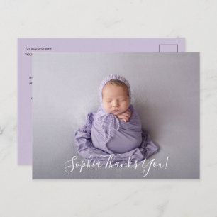 Baby Photo Thank You Script Birth Announcement Postcard