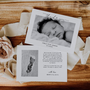 Baby Photo Thank You Script Heart Birth Announcement