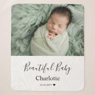 Baby Photo with Custom Name Keepsake Sherpa Blanket