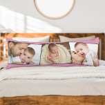 Baby Photo ZigZag Picture Montage Personalised Body Cushion<br><div class="desc">Create your own unique body pillow with 3 of your favourite baby pictures. The photo template is set up to create the photo collage in a subtle zigzag montage. Your photos are displayed in landscape format and framed with a narrow grey border. You can also add baby's name and birth...</div>