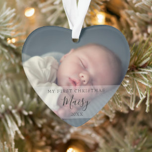 Baby Photos And Name First Christmas Holiday Ornament