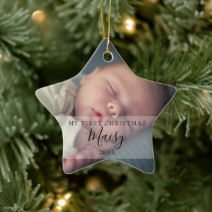 Baby Photos Cute First Christmas Star Ceramic Tree Decoration