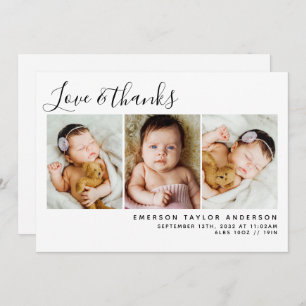 Baby Photos Love & Thanks Modern Minimalist Thank You Card