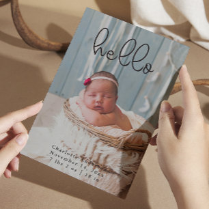 Baby Photos Modern Elegant Calligraphy Birth Announcement