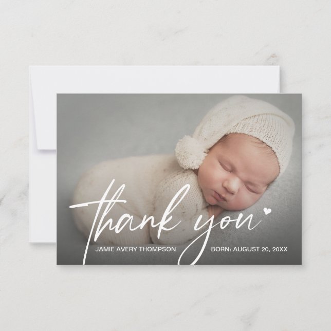 Baby Photos small Thank you Heart Modern Birth (Front)