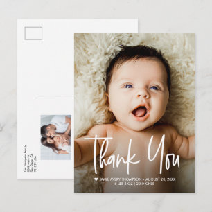 Baby Photos Thank you Modern Design Birth Announcement Postcard