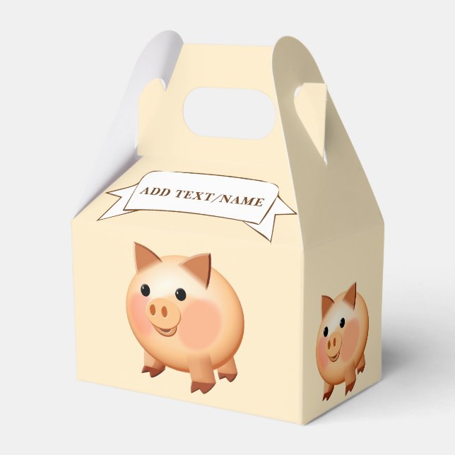 Baby Pig Drawing Custom Favour Box (Back Side)