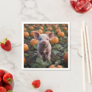 Baby Pig In The Pumpkin Patch Pickleball Paddle Napkin