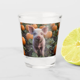 Baby Pig In The Pumpkin Patch, Shot Glass
