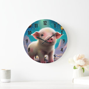 Baby Pig Large Clock