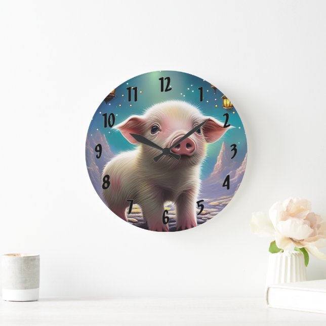 Baby Pig Large Clock (Home)