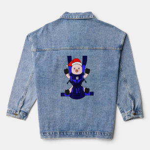Baby Pig Santa Funny Cute Farmer Farmgirl Christma Denim Jacket