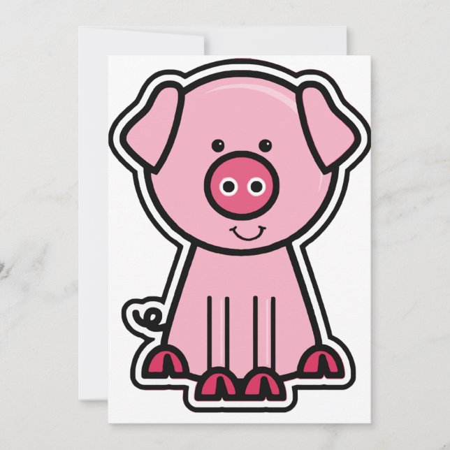 Baby Pig Sticker Invitation (Front)