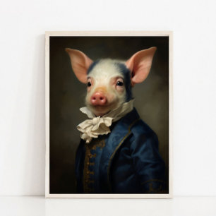Baby Pig Vintage Portrait, Victorian Animal Portra Poster