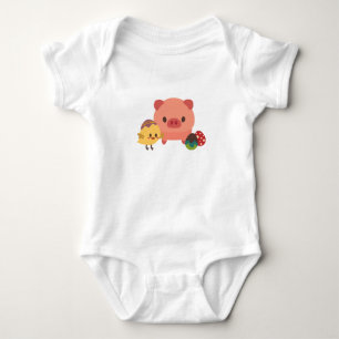 Baby Piglet and Chick (Chicken) Bodysuit