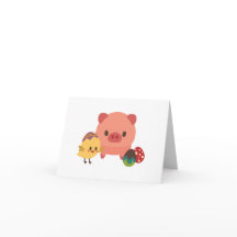 Baby Piglet (Pig) and Chick (Chicken) BLANK Card