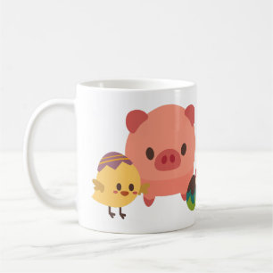 Baby Piglet (Pig) and Chick (Chicken) Design Coffee Mug