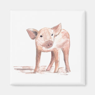 Baby piglet pig art Animal Watercolor Farm Magnet